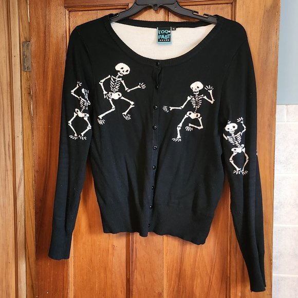 Too fast dancing skeleton cardigan xl - Picture 2 of 6